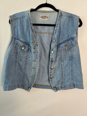 Vintage Cactus Jeans Light Wash Denim Vest - Casual Sleeveless Jacket